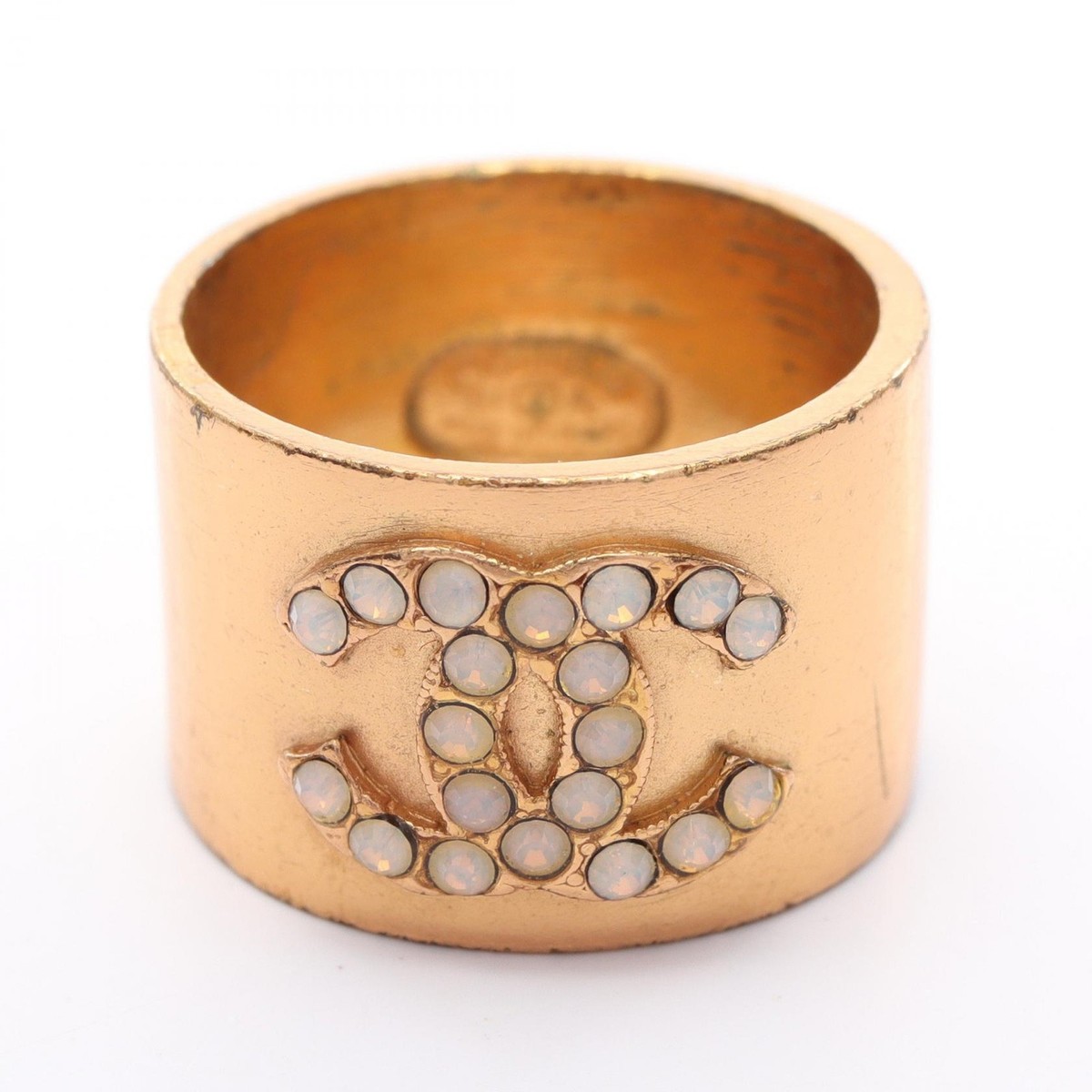 CHANEL ロゴデザイン リング CHANEL CC Logo Ring Gold Plated Gold Used Size 6.5 COCO Mark