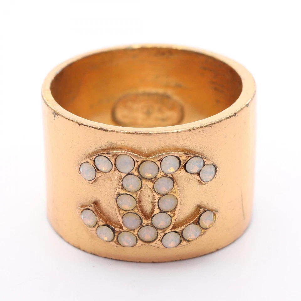 CHANEL CC Logo Ring vergoldet Gold gebraucht Größe 6,5 COCO Mark