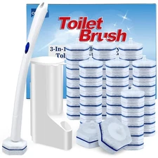 Disposable Brush Wand Kit with 56 Refills, Efficient Deep Scrubbing Bowl Clea...