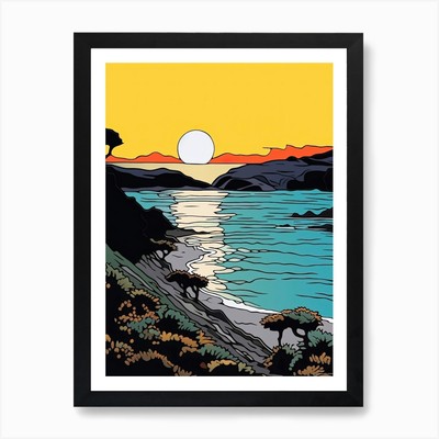 Minimal Design Style Of Big Sur Cal Gerahmtes Wandbild Poster Leinwanddruck Bild
