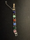 Vintage 1960's Costume Jewelry 7”Multicolor 6 stone Scarab Bracelet-