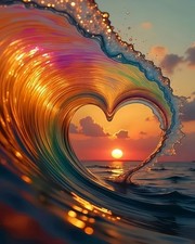 Sunset Heart Waves Paint by Numbers Kit for Adults Beginner DIY Art 16x20