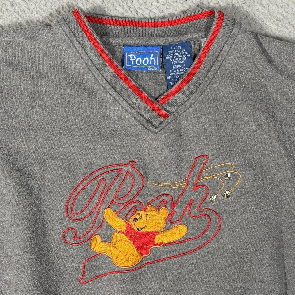 Винтажный пуловер 90-х DISNEY Winnie The Pooh Honey Bees L толстовка с серой вышивкой - Изображение 2 из 4