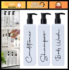 Spa-Inspired Refillable Shampoo & Conditioner Dispenser Set - 3 Pump Bottles for