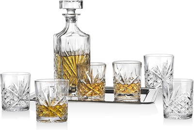 Dublin Whiskey Bar Set - Includes Whisky Decanter, 6 Old Fashioned Tumbler Glass