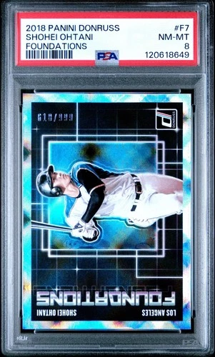 2018 Donruss Shohei Ohtani RC /999 Foundations Rookie PSA 8 Near Mint Low Pop SP
