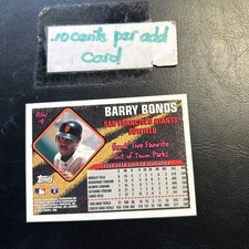 Barry Bonds Rw 4 San Francisco Giants 1996 Topps Road Warriors