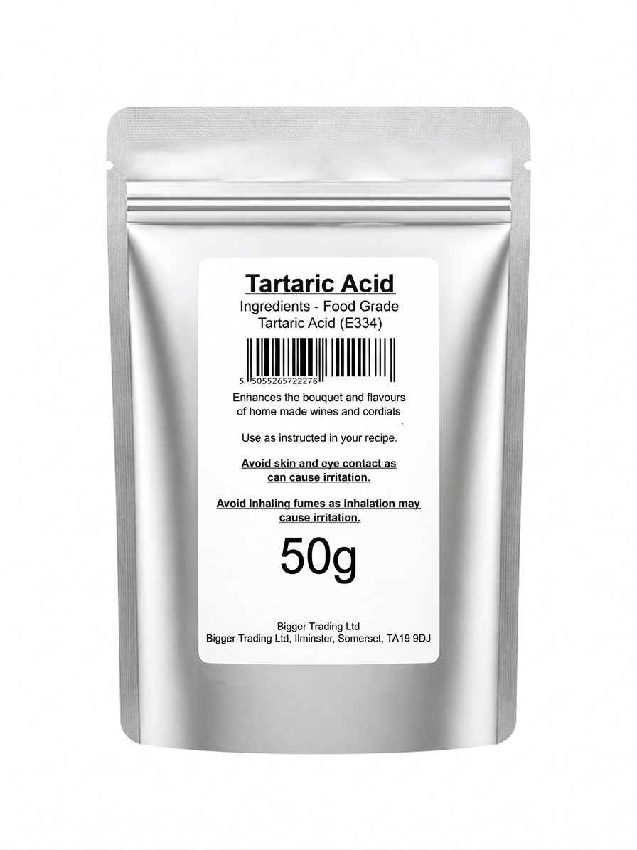 Tartaric Acid 50g Pouch Food Grade Enhances Bouquet Flavours Homebrew Cordials