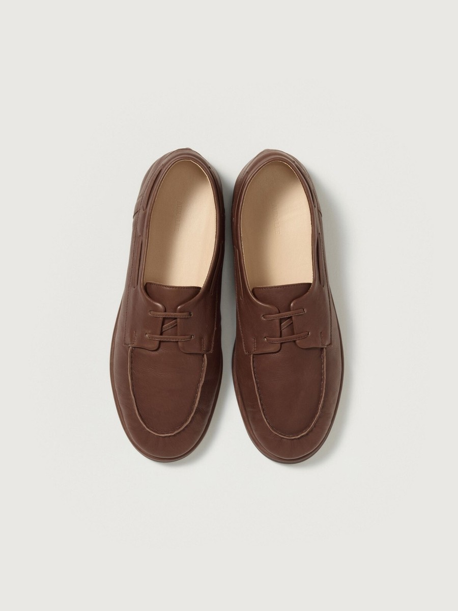 ASK availability First)AURALEE SOFT LEATHER DECK SHOES new