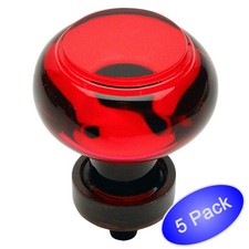5 Pack Cosmas 6355ORB-R Oil Rubbed Bronze Red Glass Cabinet Knob