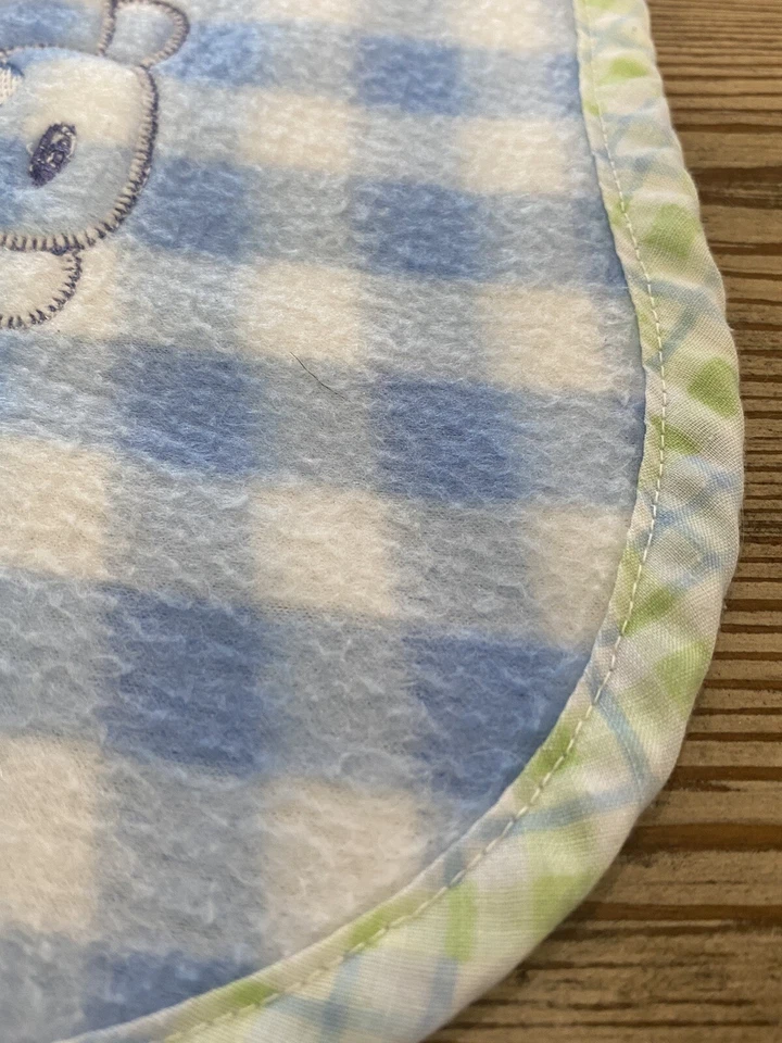 Manta de bebé vintage Carters azul blanco a cuadros polar cachorro perro y sol Foto 4 de 4