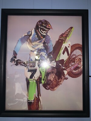 motor crossing kawasaki poster with black frame,