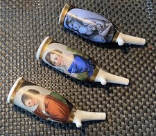 3 Antike Porzellan Pfeifenkopfe jeweils "Portr&auml;t einer Frau" wenig beraucht, TOP