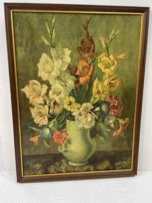 Vintage Signed Color Print Joseph Jost Floral Still Life s 11  X 15 