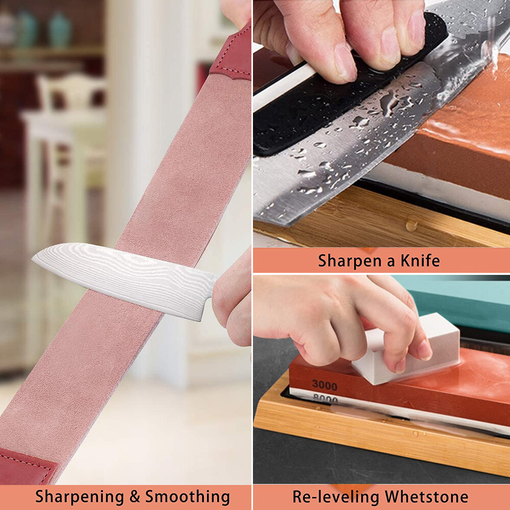 2X Knife Whetstone Sharpening Water Stone Set Kitchen Sharpener Kit With Belt eBay