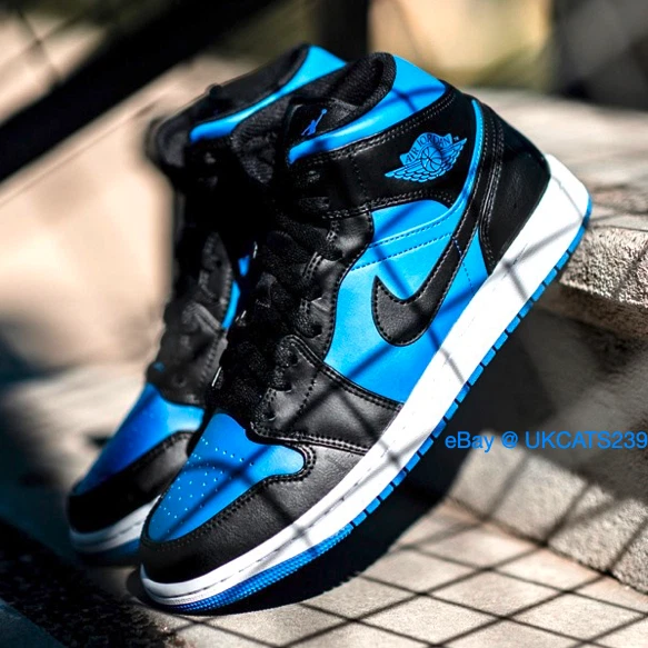 Tênis Nike Air Jordan 1 Médio "Azul Real" Preto Branco DQ8426-042 Masculino Tamanhos NOVO - Imagem 2 de 4