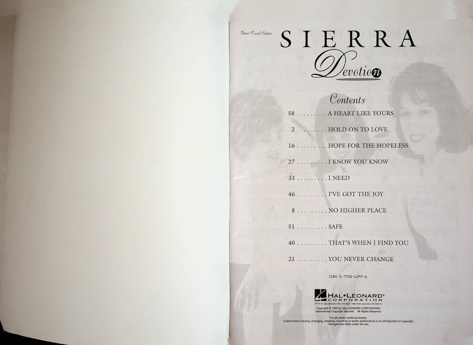 Sierra Devotion Piano Vocal Guitar Sheet Music Song Book - Image 2 of 4