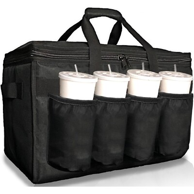 Insulated Food Delivery Bag XL with Cup Holders for Doordash Uber Eats
