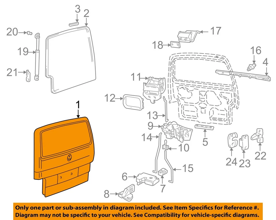 Puerta trasera maletero furgoneta blanca tracción delantera OEM 1999 00 01 02 2003 Volkswagen Eurovan Foto 3 de 4