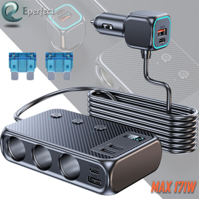 cigarette lighter multi adapter Multi Car Cigarette Lighter Socket Expander Splitter USB C Power Adapter  Charger