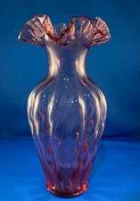 Fenton Art Glass "Empress Rose" Light - Translucent Pink Vase
