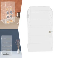 5-Tier Acrylic Display Case Large Capacity Clear Countertop Showcase with Lock