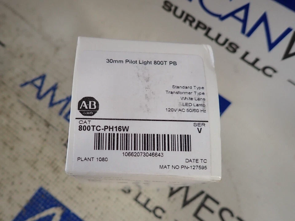 Nuevo Allen Bradley 800TC-PH16W Ser. Lente blanca V 30 mm Pilot Light 800T PB 120VAC Foto 2 de 3