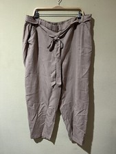 Eileen Fisher Plus Khaki Tan Tencel Linen Crop Ankle Pull On Pants 2X NWT P3