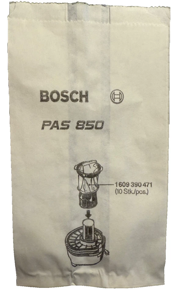 8 Papiertüten für Bosch Industriestaubsauger PAS 850, nicht mehr erhältlich