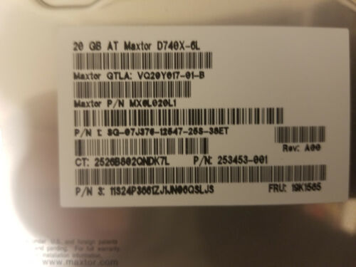 Maxtor D740X-6L 20GB 3.5" HD MX6L020L1 SG-07J376-12547-25S 253453-001 19K1565 - Picture 2 of 3