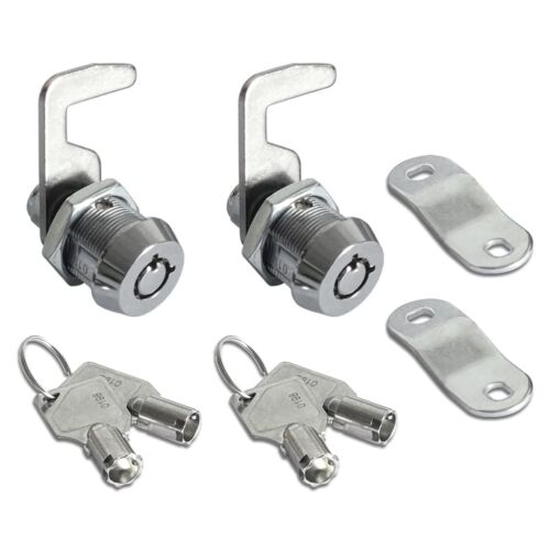 2 Pack Toolbox Lock 5/8" Tubular Cam Replacement Lock Hook Cam Keyed Alike wi...