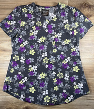 Cherokee Scrub Top Short Sleeve Floral Nursing Medical Vet Size Extra Small XS