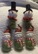 Snowman Decoration Ornaments Assorted Lot of 5 Christmas Decor