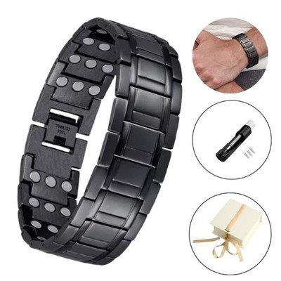 3x Strength Titanium Steel Magnetic Bracelet Arthritis Pain Relief Men/Size Tool