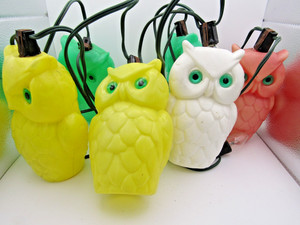 Vintage MCM Owl Patio Tiki Lights Set of 6