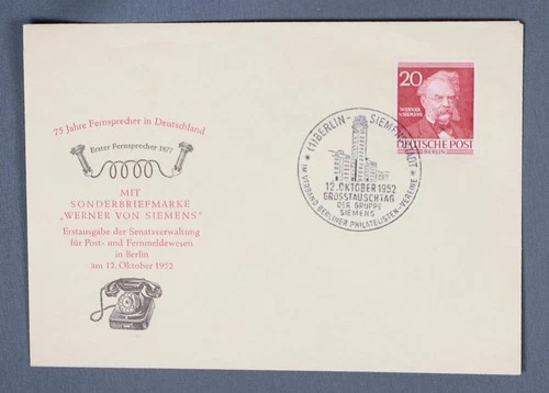 MayfairStamps Germany FDC 1952 Telephone Anniversary First Day Cover aaw_72467