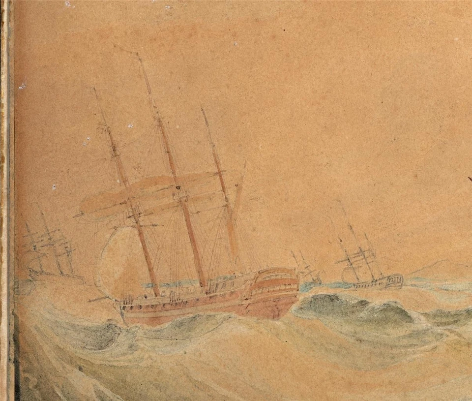 Naval Ships At Sea - Watercolour Painting - Late 18th / Early 19th Century - Image 3 of 4