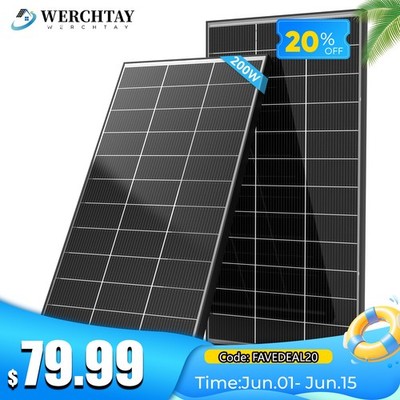 200W Bifacial Solar Panel N-Type Mono 12V Battery 18BB Home RV Boat PV Off Grid