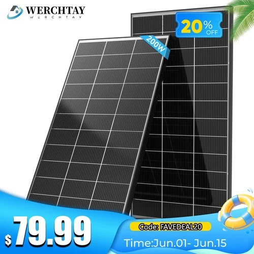 200W Bifacial Solar Panel N-Type Mono 12V Battery 18BB Home RV Boat PV Off Grid