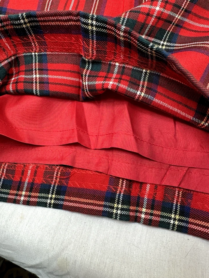 Pantalones Cortos Burmudas De Lana Talbots De Colección 16P Rojo A Cuadros Cintura Alta Plisados Forrados Bolsillo EE. UU. Foto 3 de 4