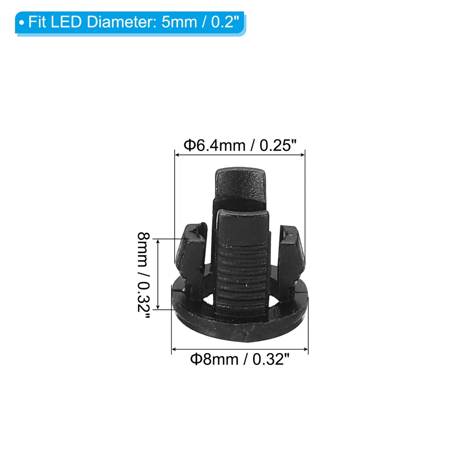 Supporto per LED 5mm,clip per supporto diodi emettitori luce,confezione 50 pezzi - Immagine 2 di 4