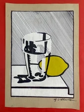 Roy Lichtenstein (Handmade) Drawing On Old Paper signed and stamped