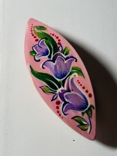 FLOWERS Wooden Tatting Shuttle Hand painted Frivolite 2-3/4" long, US SELLER