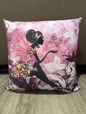 Pink Plush Fairy Square Pillow