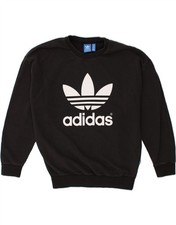 ADIDAS Womens Graphic Sweatshirt Jumper UK 8 Small Black Cotton AV17