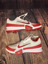 Nike Force Zoom Trout 9 Pro Metal Baseball Cleats White-Red Sz 13.5 [FB2907-104]