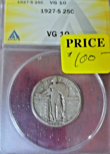 - 1927-S Standing Liberty Quarter - ANACS VG-10- KEY DATE