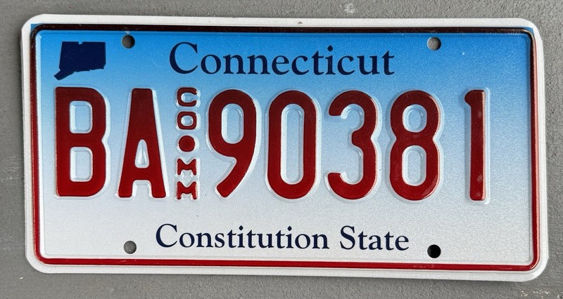 NOS CT COMM License Plate Connecticut Commercial Lic BA 90381