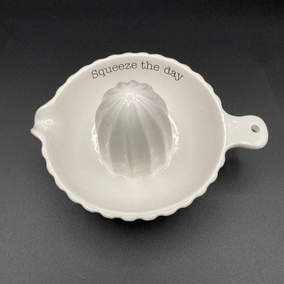 Mud Pie Ceramic Citrus Juicer Juice Squeezer White Squeeze The Day Orange Limes