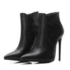 Women's Pointed Toe High Stiletto Heel Ankle Boots Party Shoes Back zip Ladies